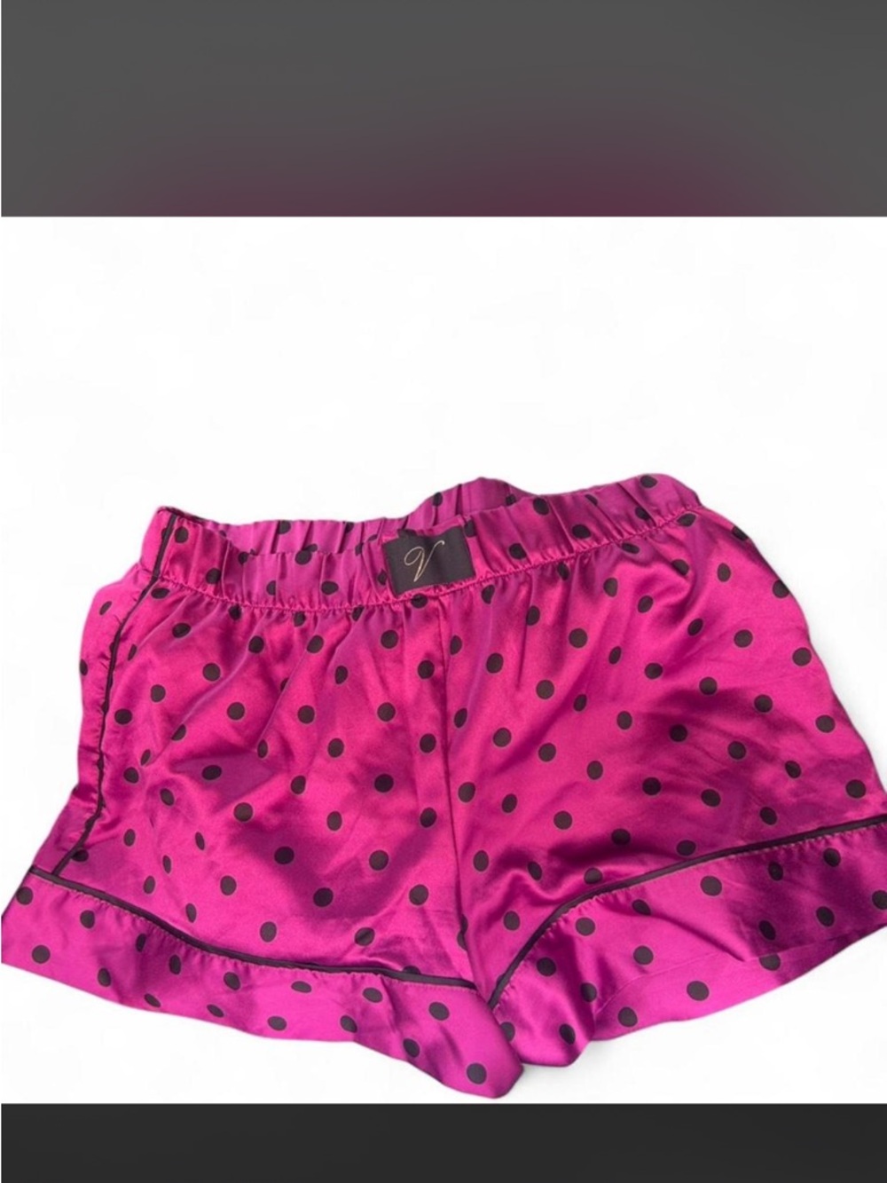 Victoria's Secret vintage V logo Fuchsia Satin Polka Dot Lounge Shorts